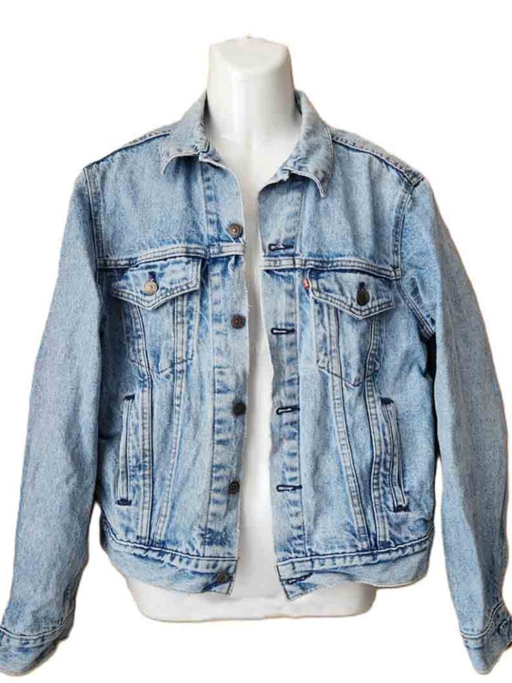 Vintage 1980s Levi’s 71506-0214 Denim Trucker Jacket Blue Men's Size 44 FITS 40
